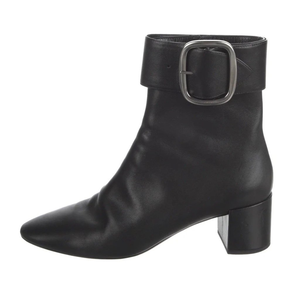 Saint Laurent Black Leather Buckle Booties - Picture 5 of 5